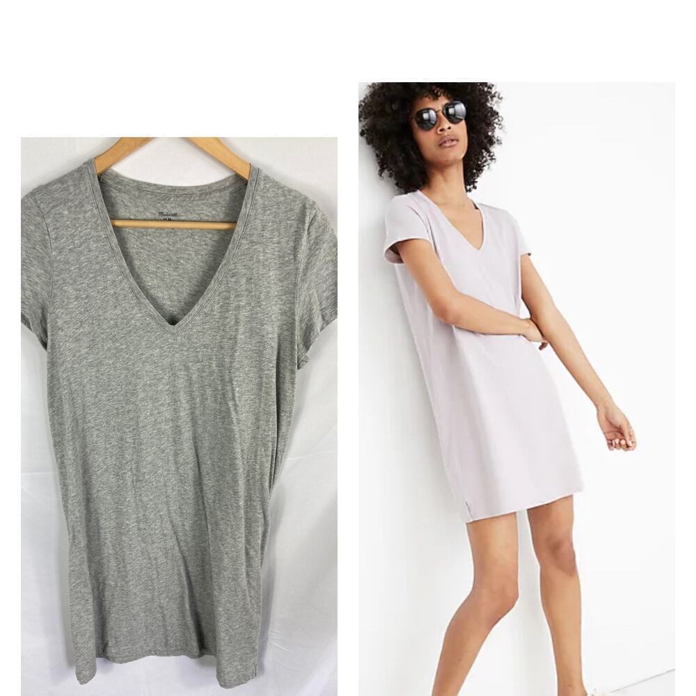 Madewell Northside Vintage V-Neck Tee Dress Heather Grey Size Medium
